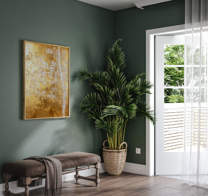 WHITE AND GOLD NATURE LANDSCAPE III , FLORAL FLOWER PAINTINGS