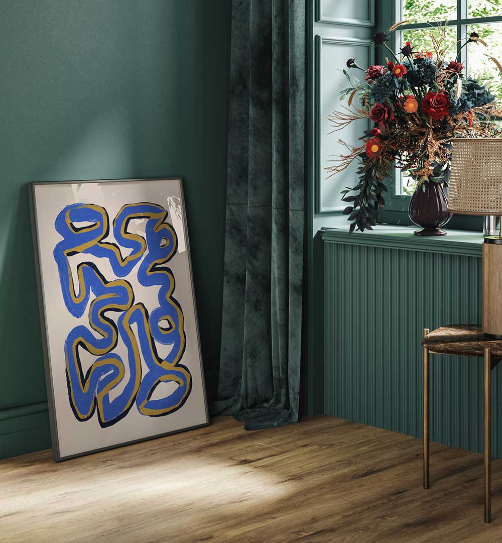 GINTERT WINED BLUE , LINE ART PAINTINGS