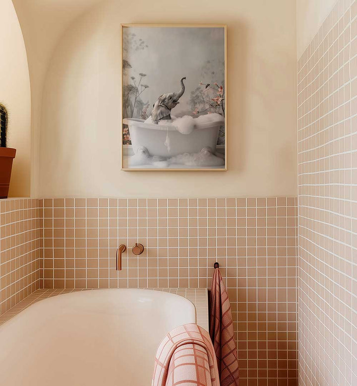 ELEPHANT BATH BLISS , BATHROOM ART PRINTS