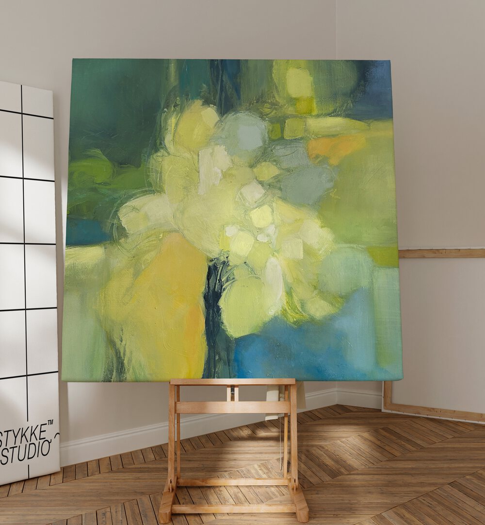 Explore OLIVE DREAMS, ABSTRACT PAINTINGS, featuring calming olive hues for a luxurious modern aesthetic.