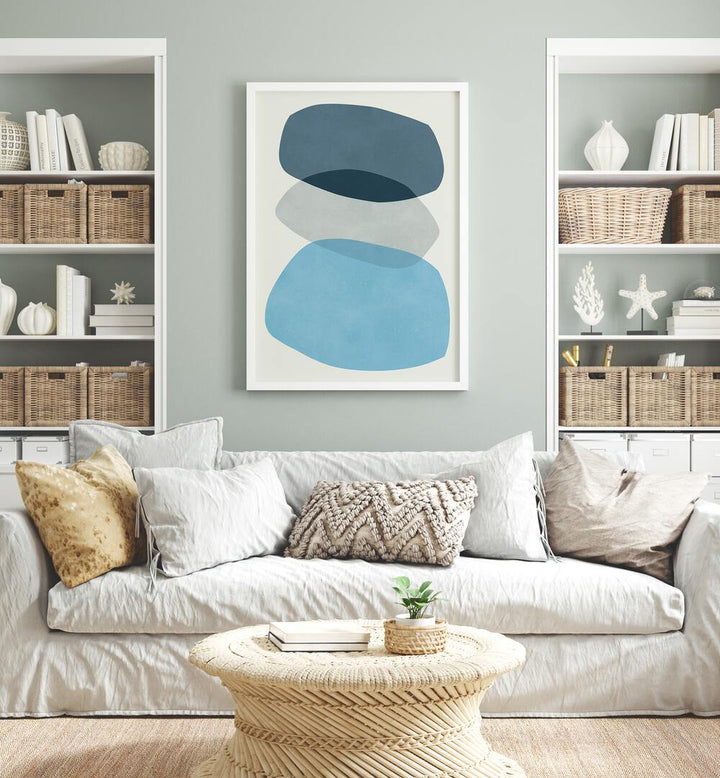 Stylish ROCK OVERLAY, ABSTRACT PAINTINGS design enhances modern interiors with a soothing color palette.