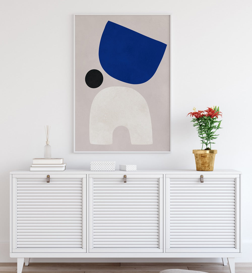 Decorate your space with CURVED SHAPES VI, GEOMETRIC ART PRINTS, showcasing elegant designs in a modern setting.