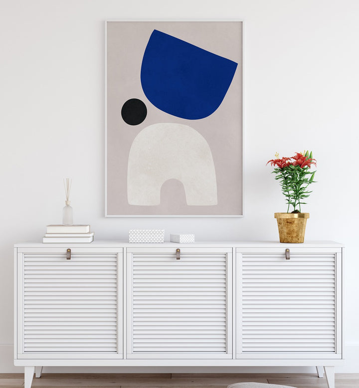 Decorate your space with CURVED SHAPES VI, GEOMETRIC ART PRINTS, showcasing elegant designs in a modern setting.