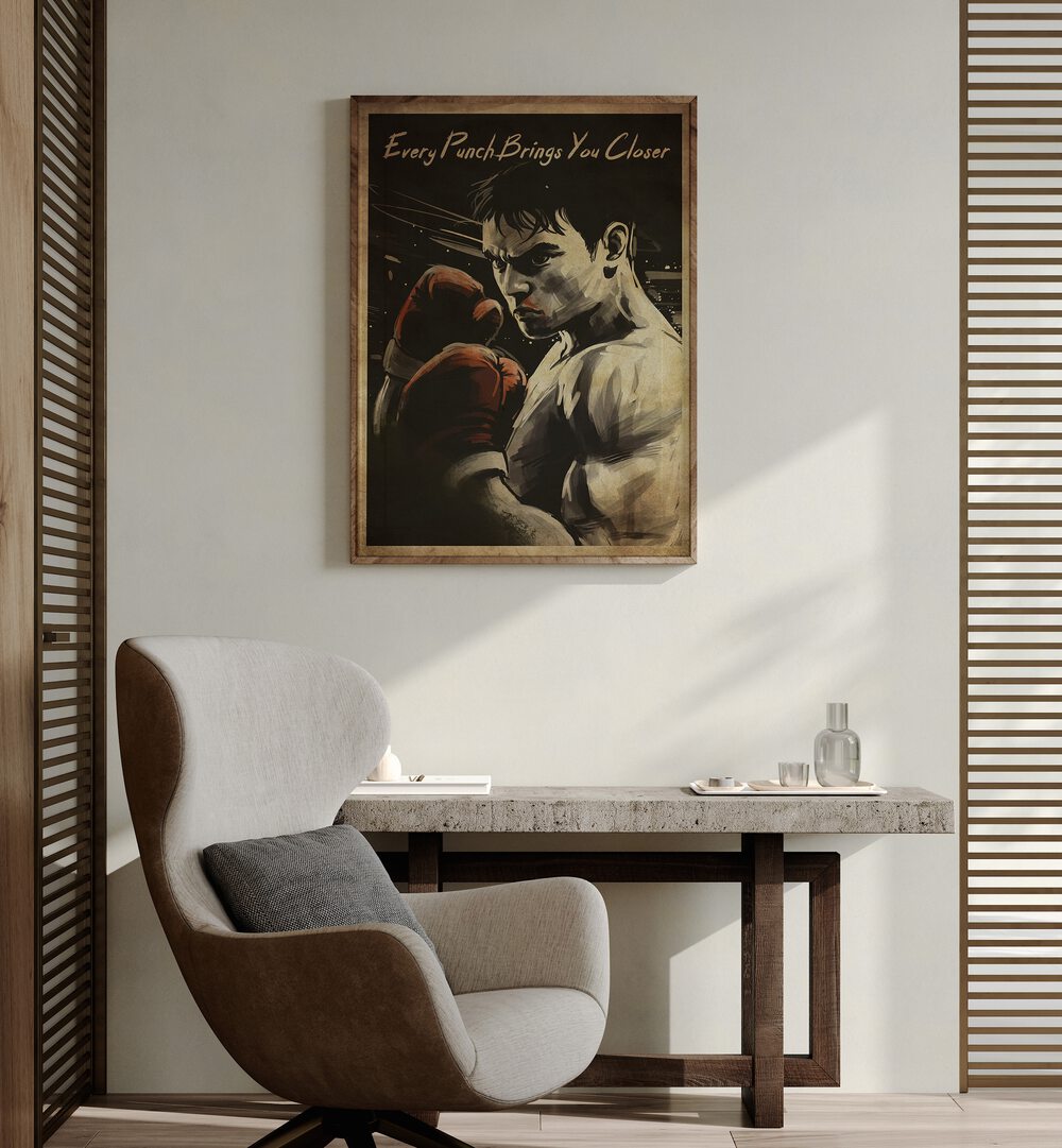 Stylish wall art featuring "Every Punch Brings You Closer, Quotes" to inspire your boxing journey.