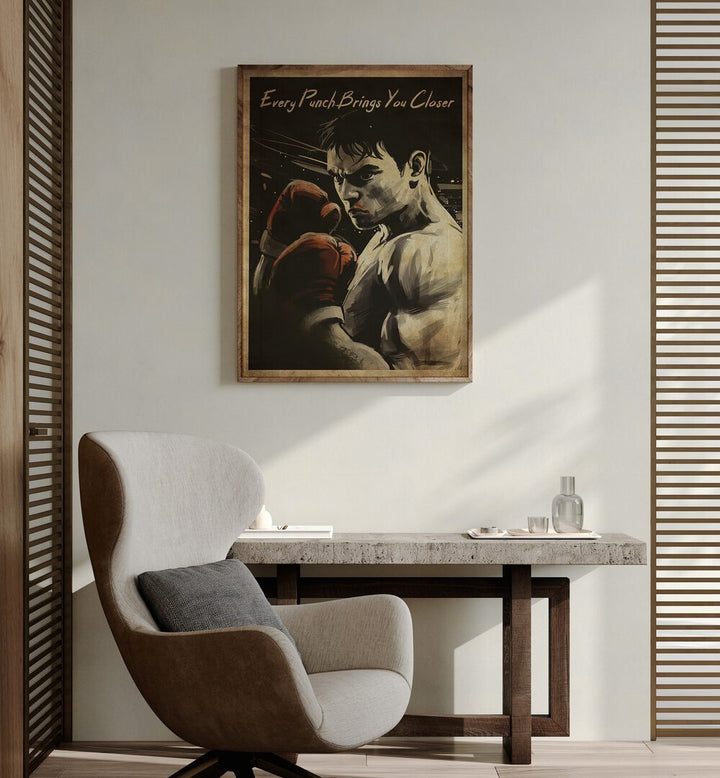 Stylish wall art featuring "Every Punch Brings You Closer, Quotes" to inspire your boxing journey.