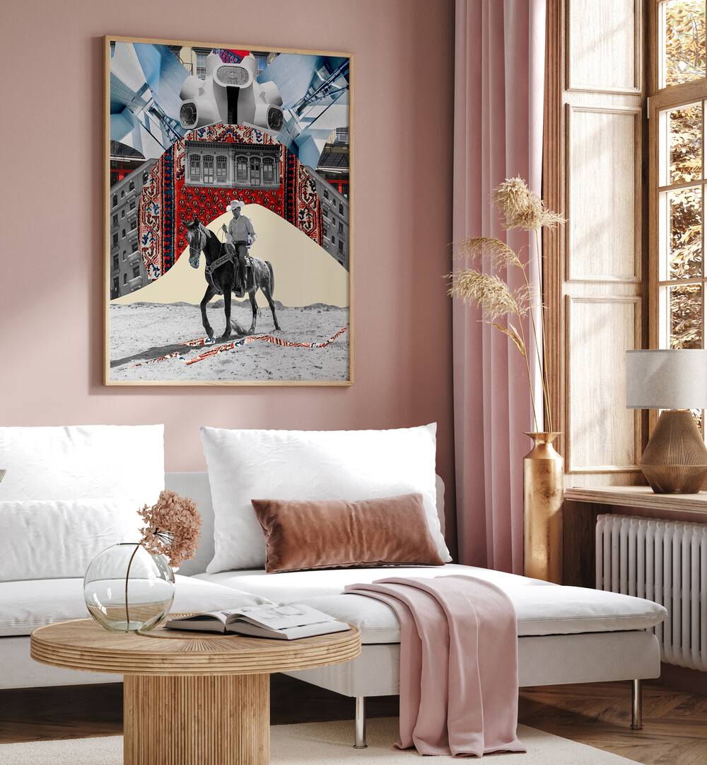 Discover the HORSEMAN, SURREAL ART PRINTS, a striking artwork enhancing modern interiors with unique equestrian charm.