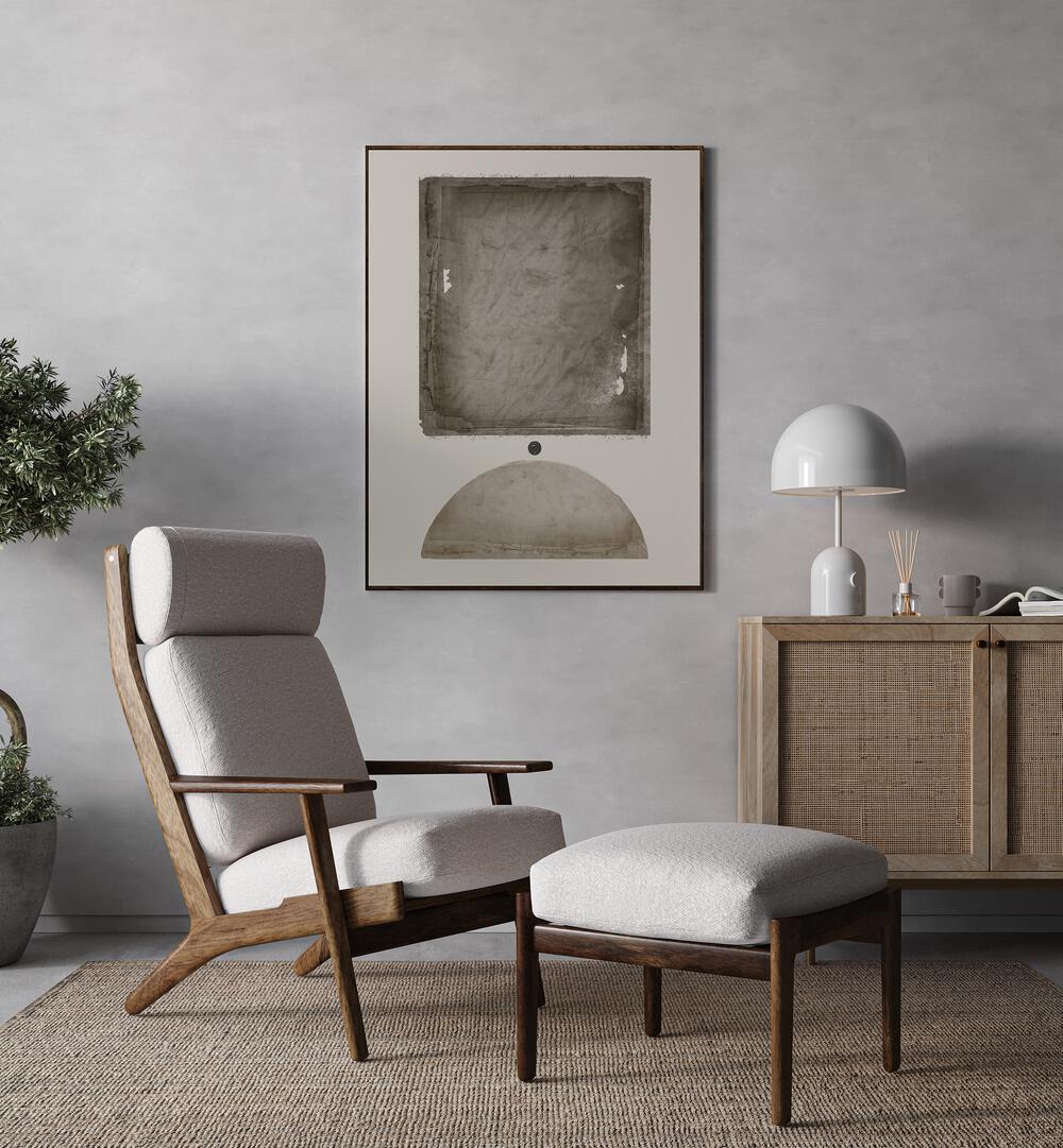 Stylish living room featuring EARTHY ELEGANCE, GEOMETRIC ART PRINTS enhancing modern decor with sophisticated aesthetics.