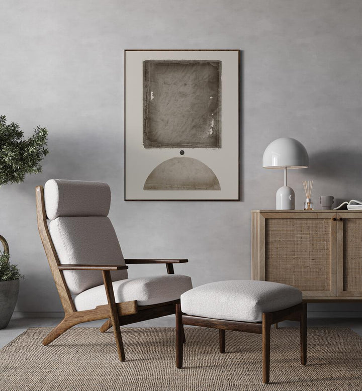 Stylish living room featuring EARTHY ELEGANCE, GEOMETRIC ART PRINTS enhancing modern decor with sophisticated aesthetics.
