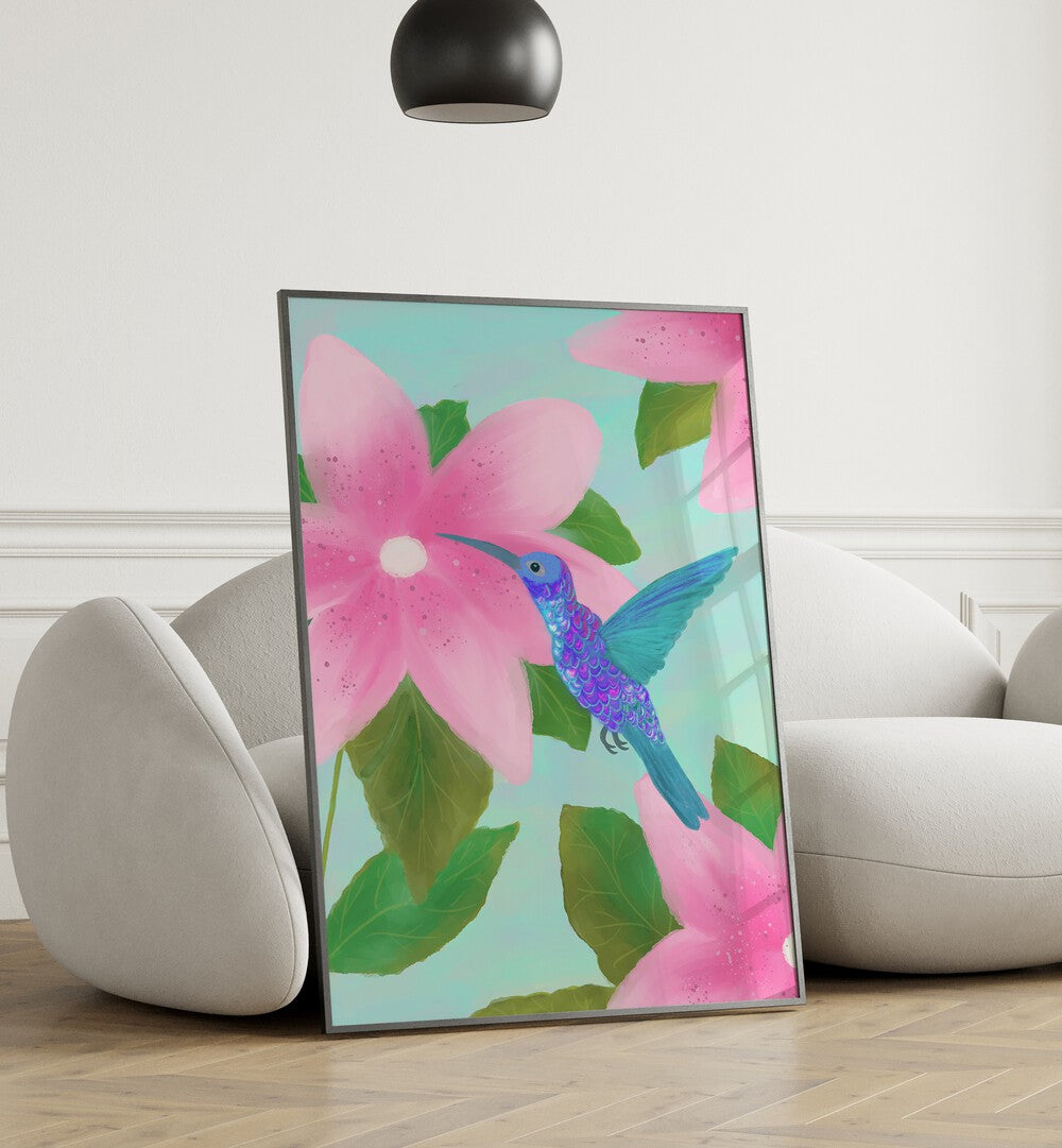 HUMMINGBIRD , FLORAL FLOWER PAINTINGS