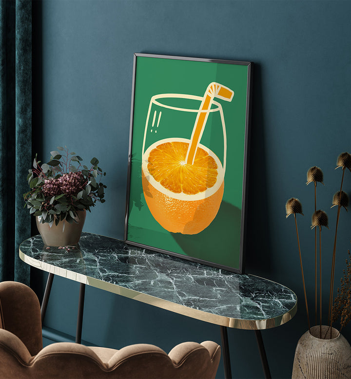 VIBRANT ORANGE CLEVERLY ILLUSTRATED , BAR & CAFE ART