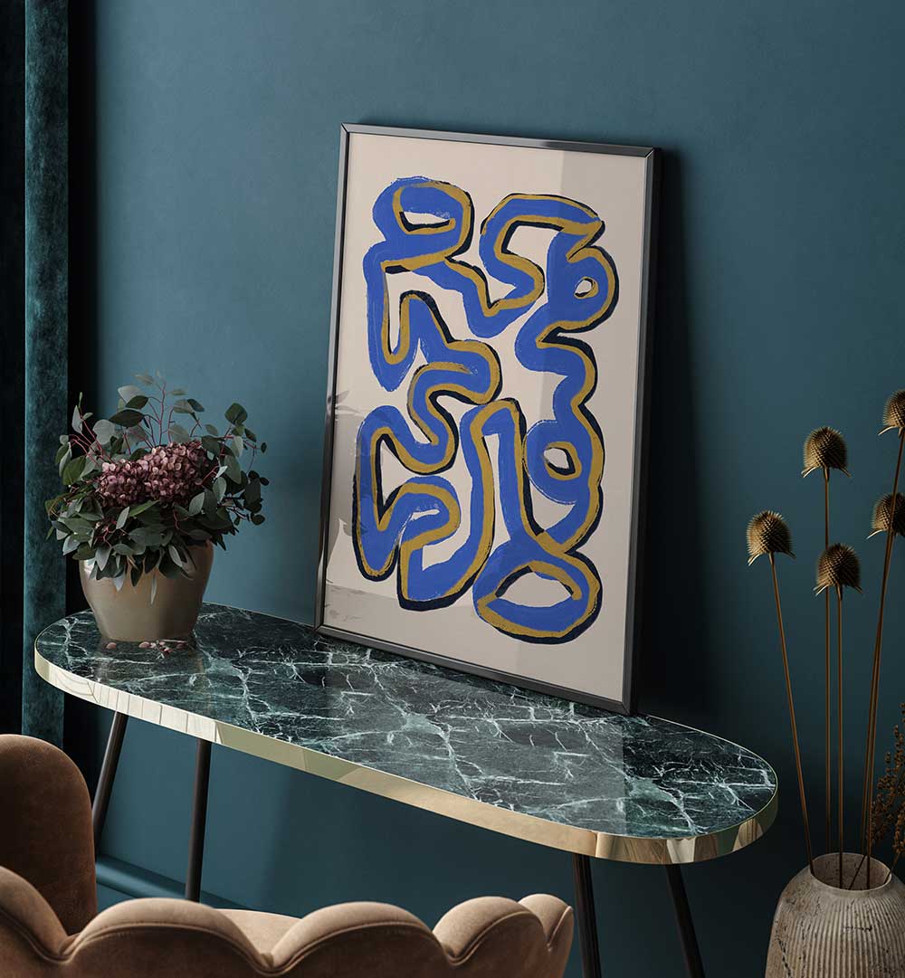 GINTERT WINED BLUE , LINE ART PAINTINGS