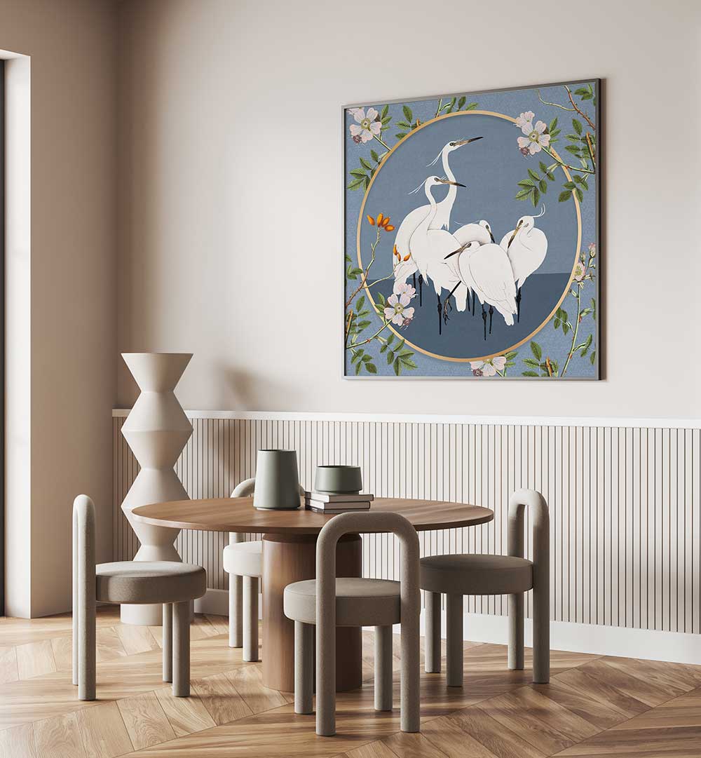 GRACEFUL EGRETS' ELEGANCE , ANIMAL PAINTINGS