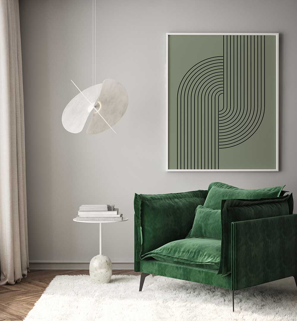 BAUHAUS BOHO SAAGE GREEN V , BOHO ART PAINTINGS