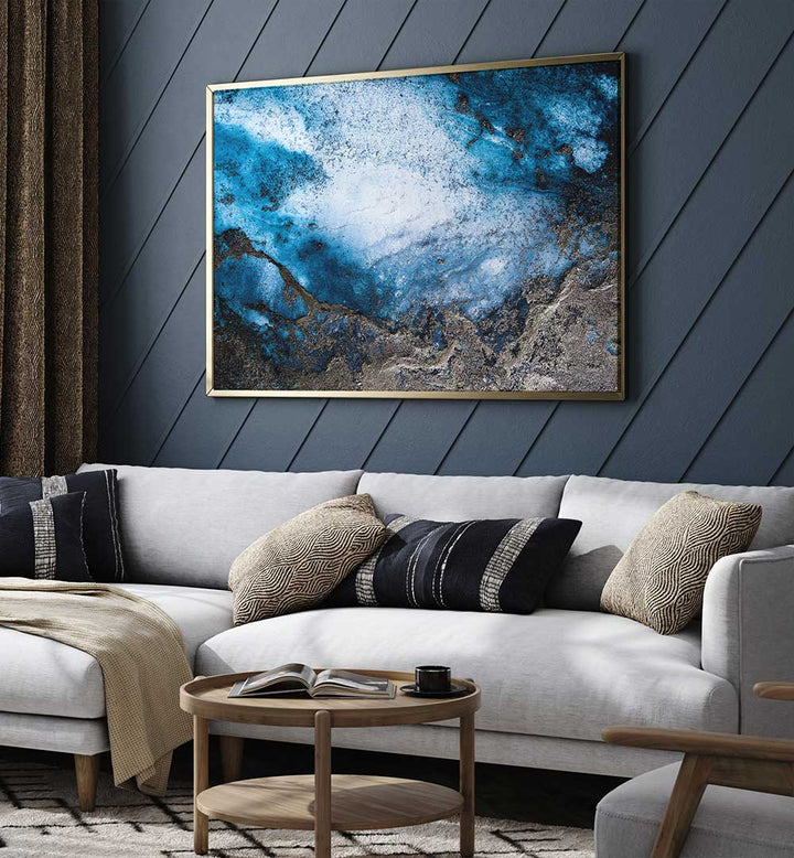 Elegant living room featuring the Oceanic Connecting Abstract Paintings, blending color and creativity for stunning decor.