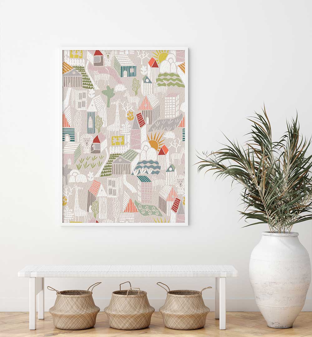 Whimsical Animals Hiding, Kids Room Paintings set, perfect for sparking imagination in your child's space.