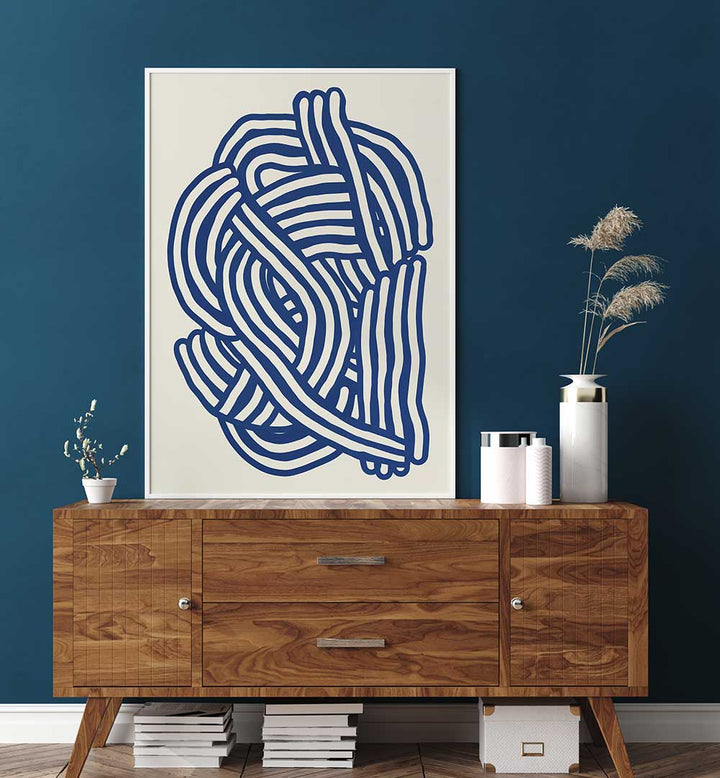 LINE ART ORGANIC SHAPE IN BLUE , LINE ART PAINTINGS