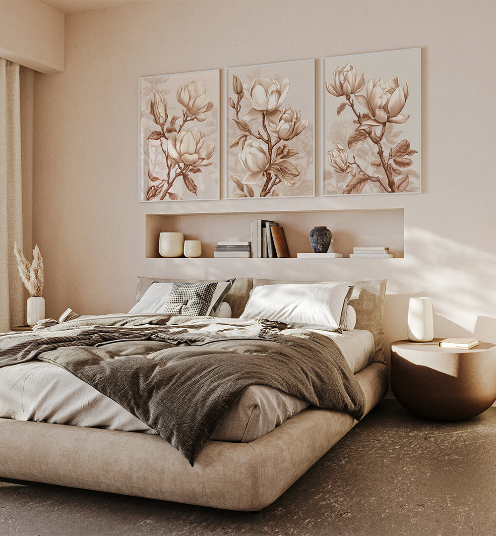 MAGNOLIA GRACE , SET OF 3 PAINTINGS