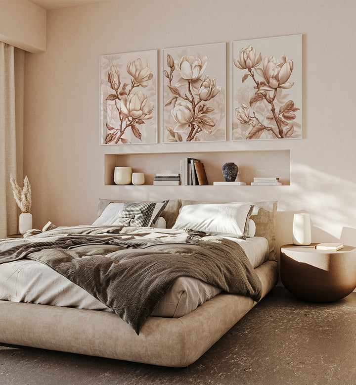 MAGNOLIA GRACE , SET OF 3 PAINTINGS