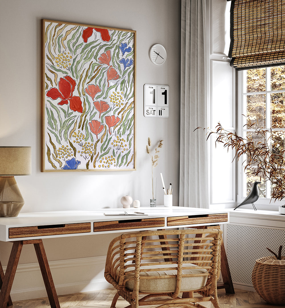 WIND IN THE MEADOW , FLORAL FLOWER PAINTINGS