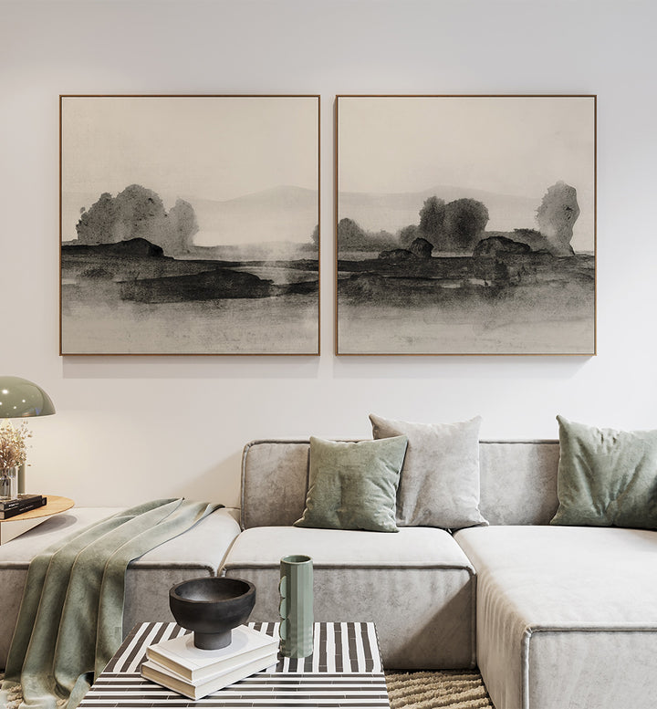 BLACK CLOUDS SET , SET OF 2 PAINTINGS