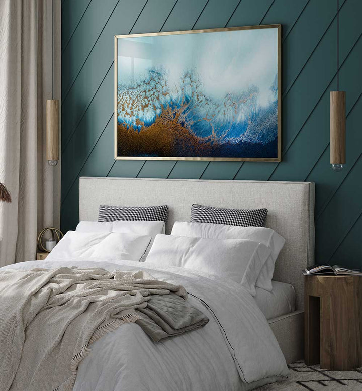 Elevate your decor with COASTAL LUXE - SUNRISE, ABSTRACT PAINTINGS showcasing vibrant hues of a serene coastline.
