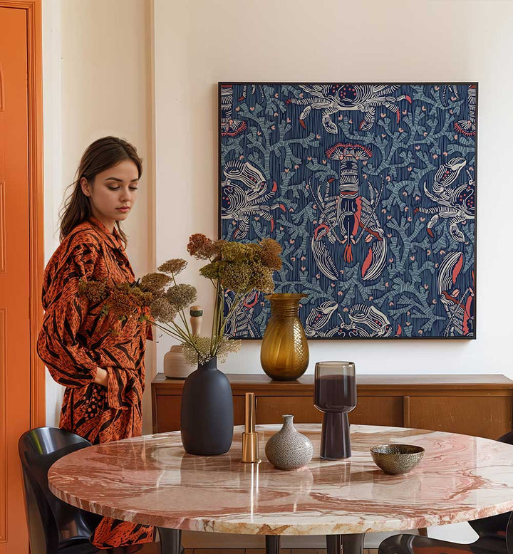 Vibrant LOBSTER AND CRAB NOSTALGIA I beach paintings add coastal charm to any living space, showcasing seaside life.