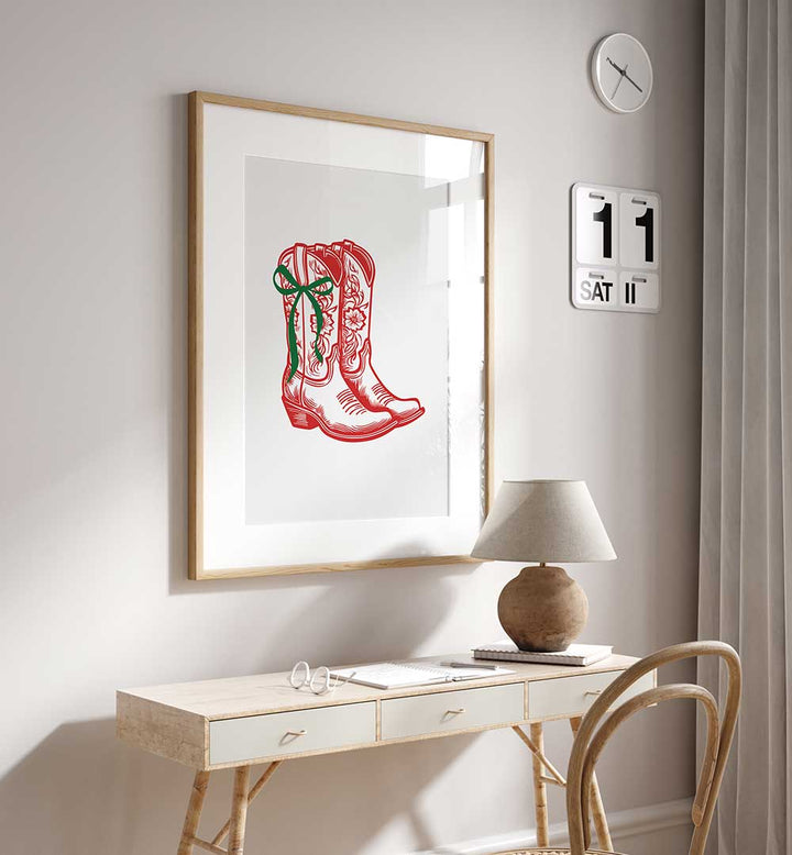 COUNTRY CHRISTMAS BOOTS - RED , COWBOY & MODERN AMERICANA PAINTINGS