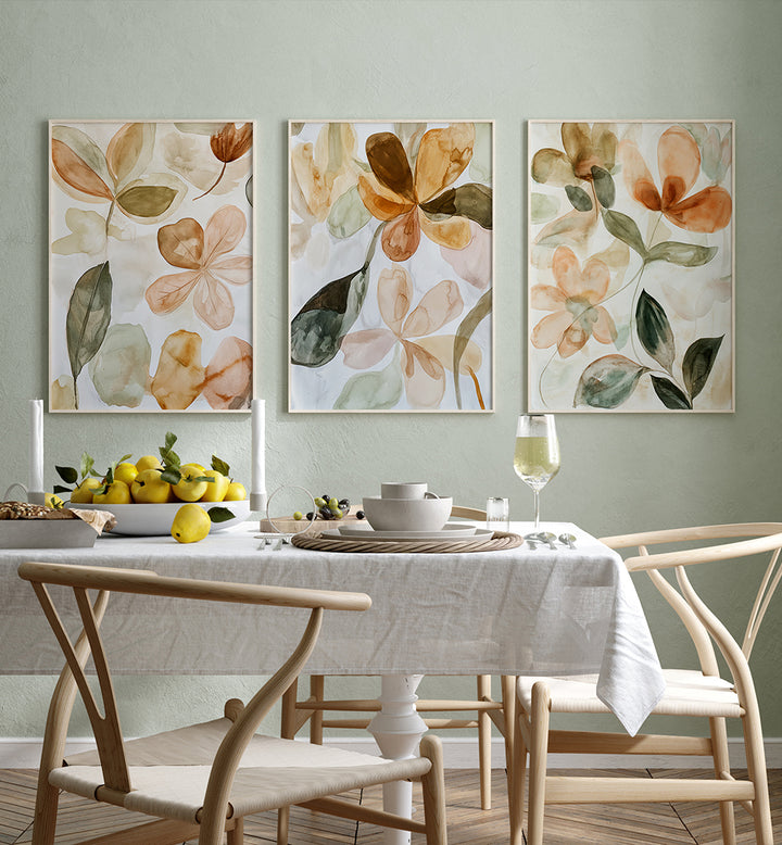 EARTHY NEUTRALS , SET OF 3 PAINTINGS