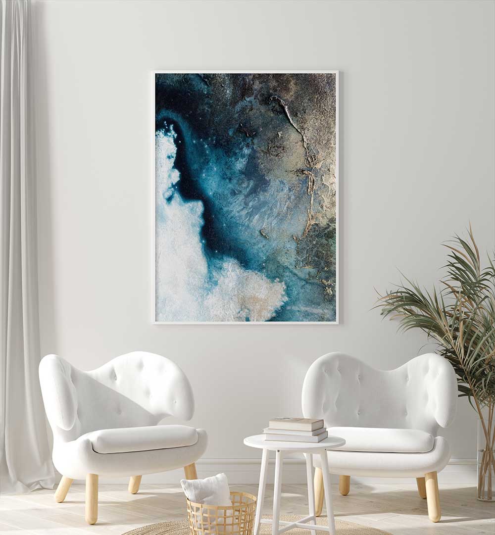 Stylish living space featuring THE EDGE, ABSTRACT PAINTINGS, showcasing vibrant colors and contemporary artistry.