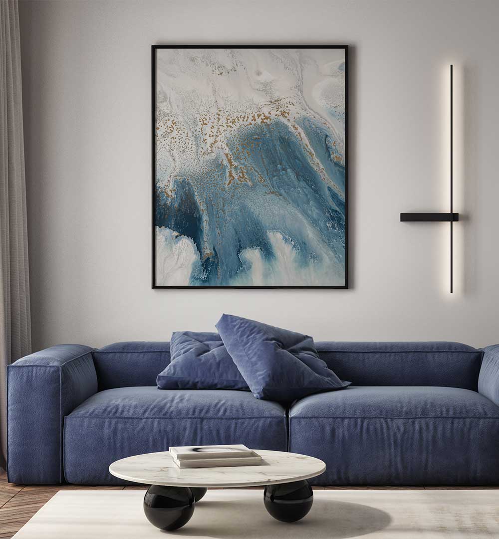 Stunning TIDAL SHORES, ABSTRACT PAINTINGS enhance modern interiors with vibrant colors and dynamic shapes.