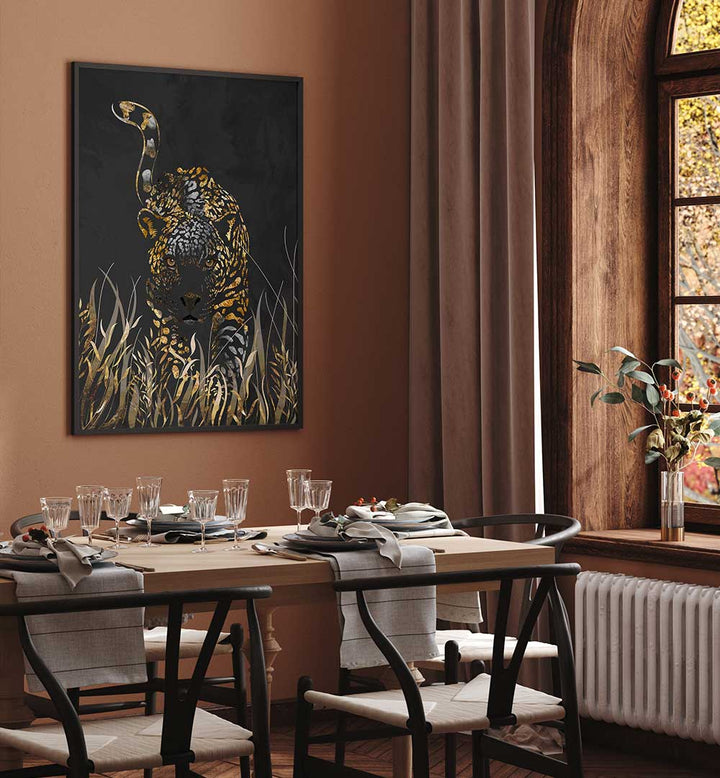 BLACK GOLD JAGUAR , ANIMAL PAINTINGS