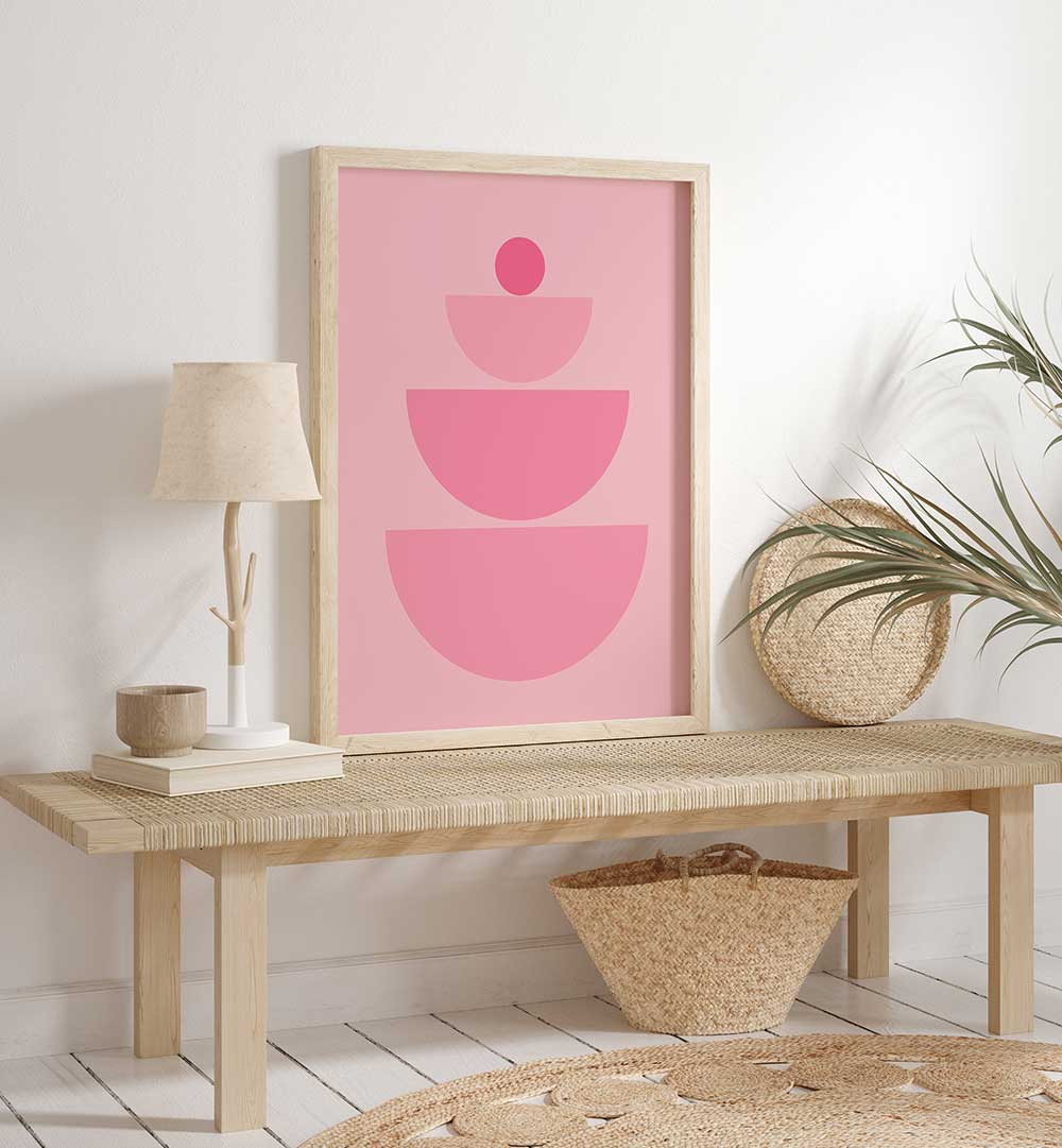 BAUHAUS BOHO PINK IV , BOHO ART PAINTINGS