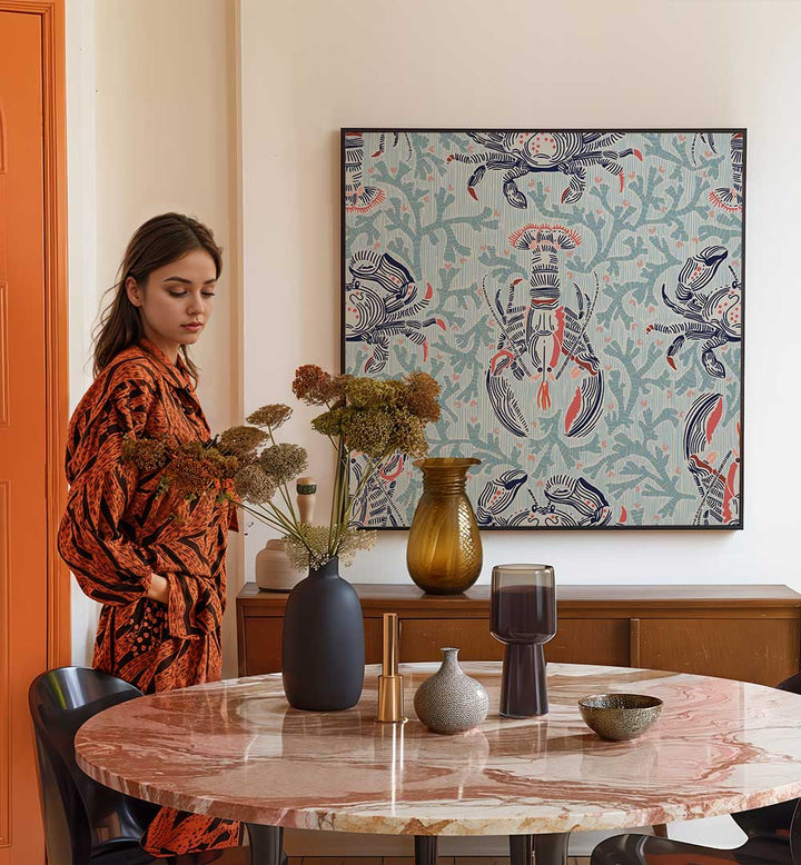 Enhance your space with LOBSTER AND CRAB COASTAL II, BEACH PAINTINGS, showcasing vibrant coastal sea life.