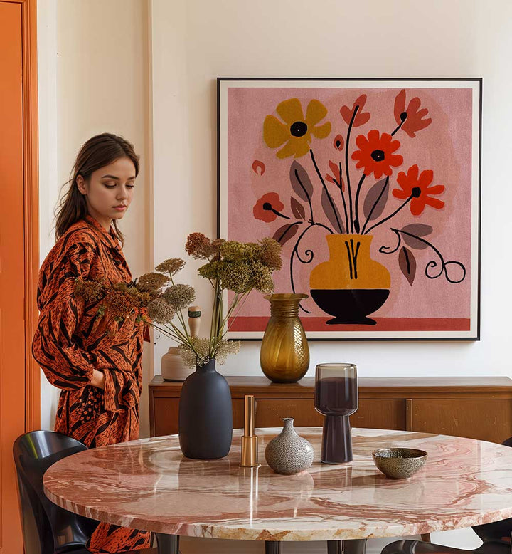 GOLDEN BOUQUET IN BLOOM , FLORAL FLOWER PAINTINGS