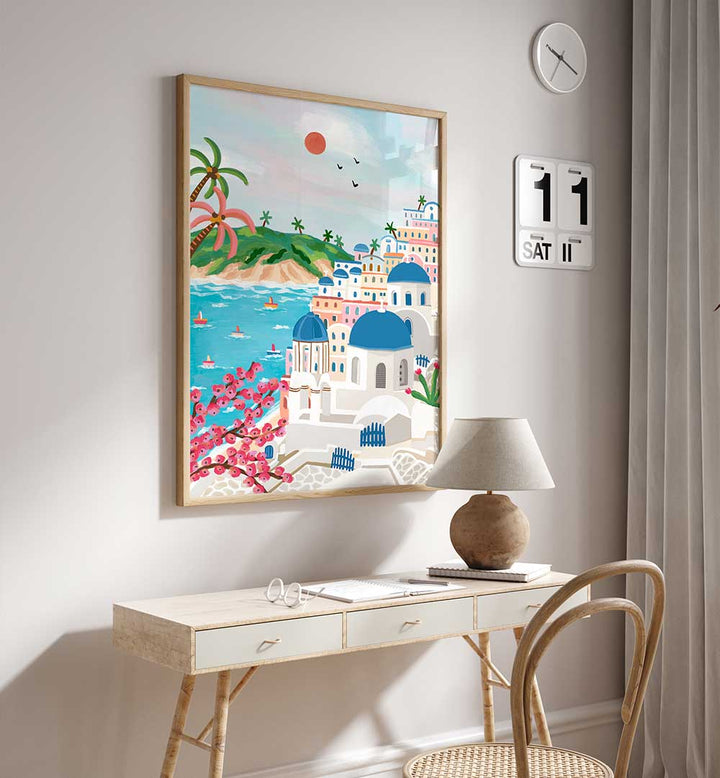 SUMMER IN SANTORINI , TRAVEL POSTERS