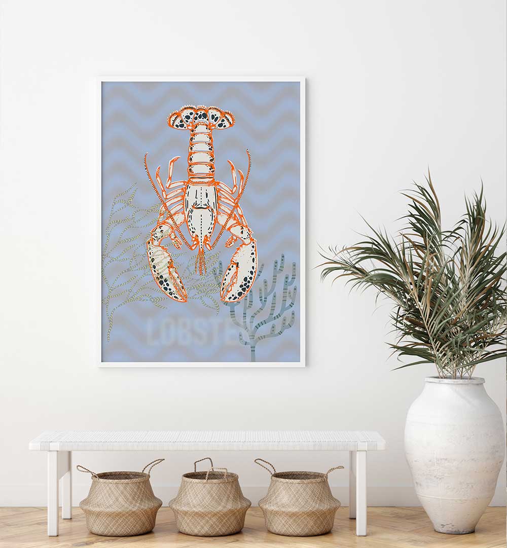 Vibrant SEA LIFE LOBSTER II beach painting showcasing coastal serenity, perfect for ocean lovers.