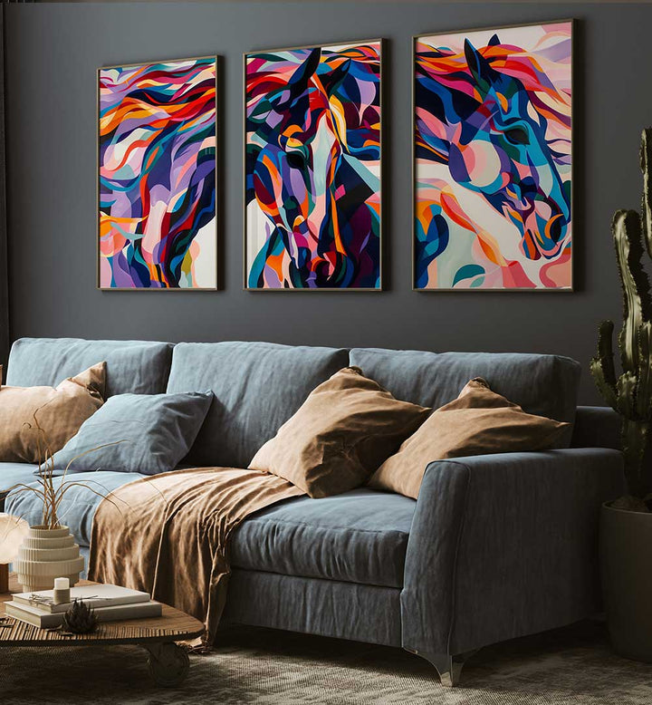 PRISMATIC RIDE , SET OF 3 PAINTINGS