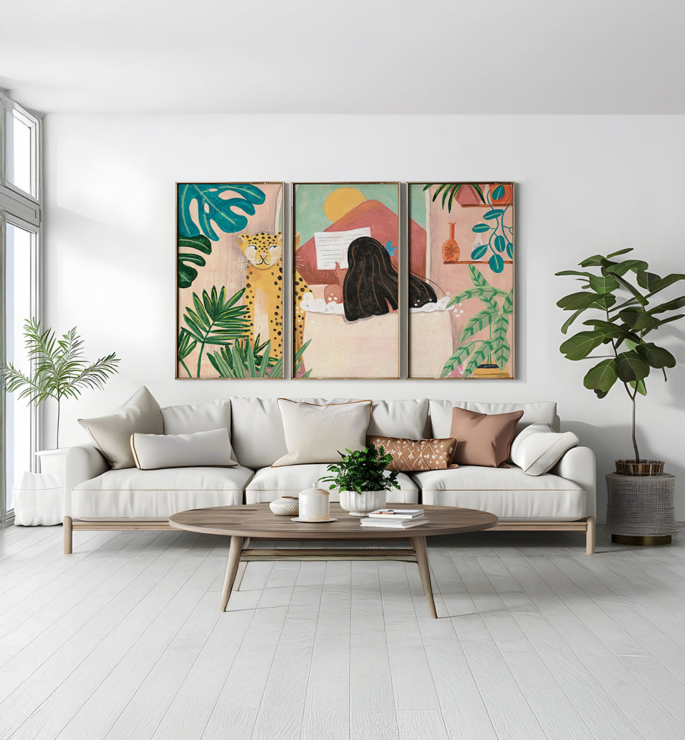 THE INNER GARDEN , SET OF 3 PAINTINGS