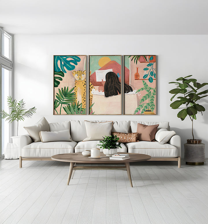 THE INNER GARDEN , SET OF 3 PAINTINGS