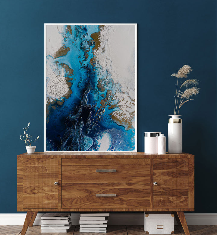 Transform your space with NAVY INSPIRED, ABSTRACT PAINTINGS featuring deep navy hues and striking designs.