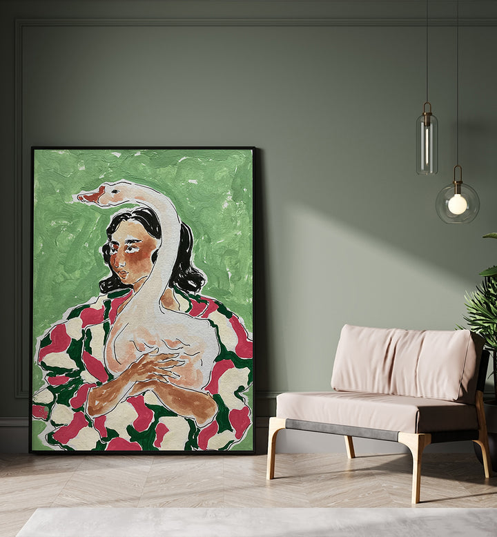GIRL WITH DUCK , PORTRAITS & FIGURATIVE ILLUSTRATIONS