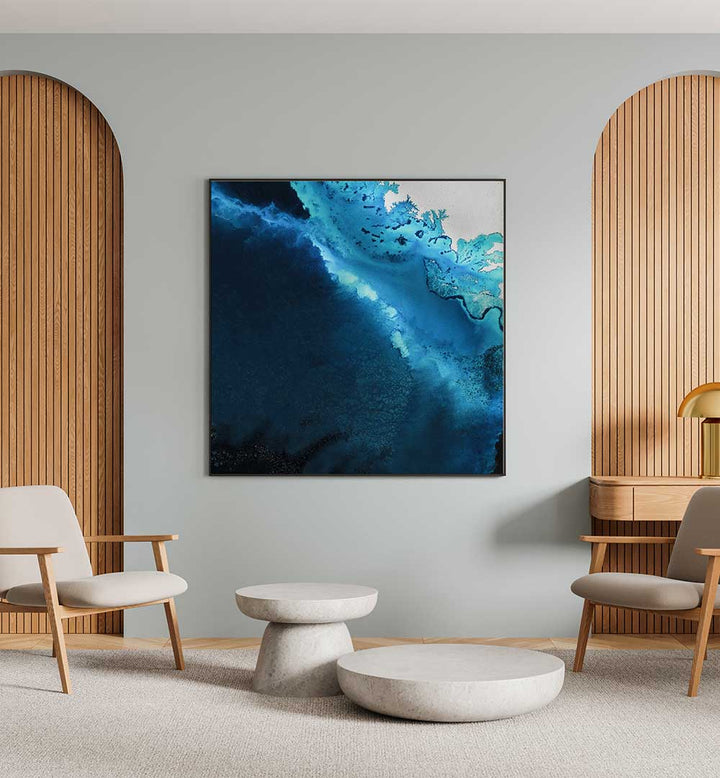 Elevate your space with MARITIME MAJESTY, ABSTRACT PAINTINGS, showcasing captivating blue hues and elegance.