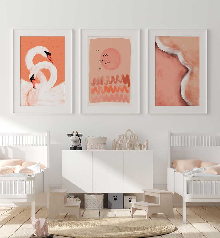 PEACH SERENITY , SET OF 3 PAINTINGS