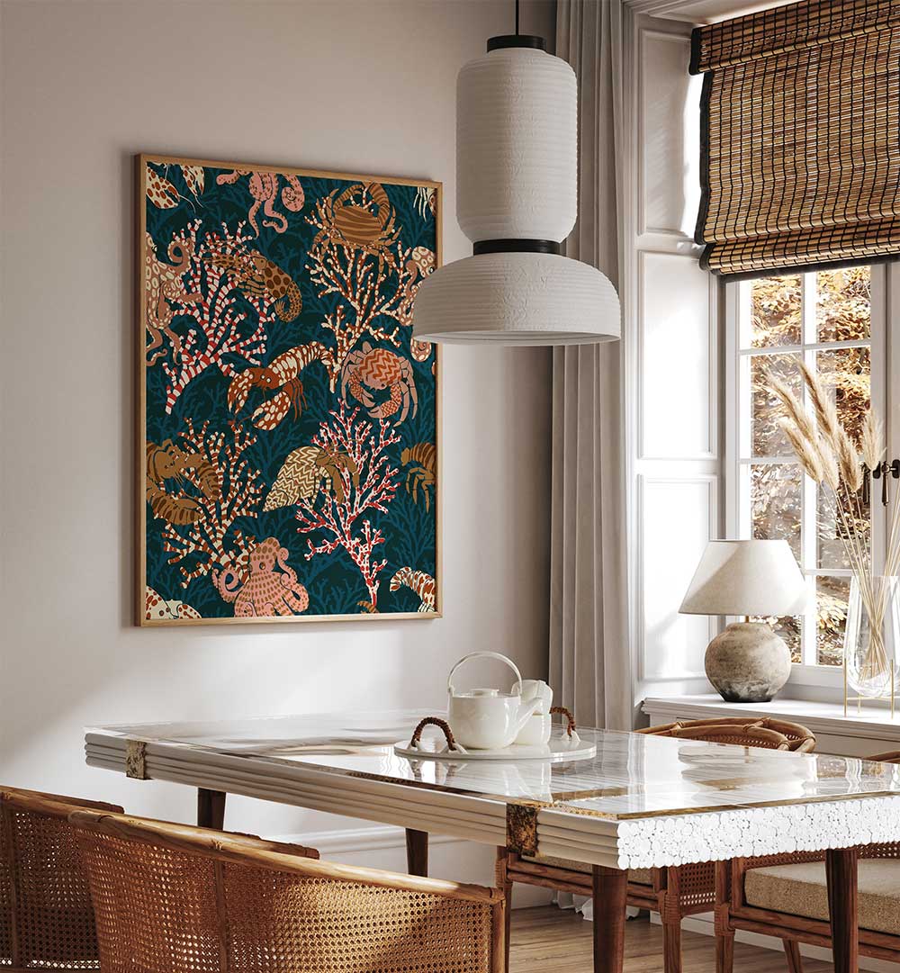 Decorate your home with CORAL REEF I, BEACH PAINTINGS, showcasing vibrant coral motifs for a coastal vibe.