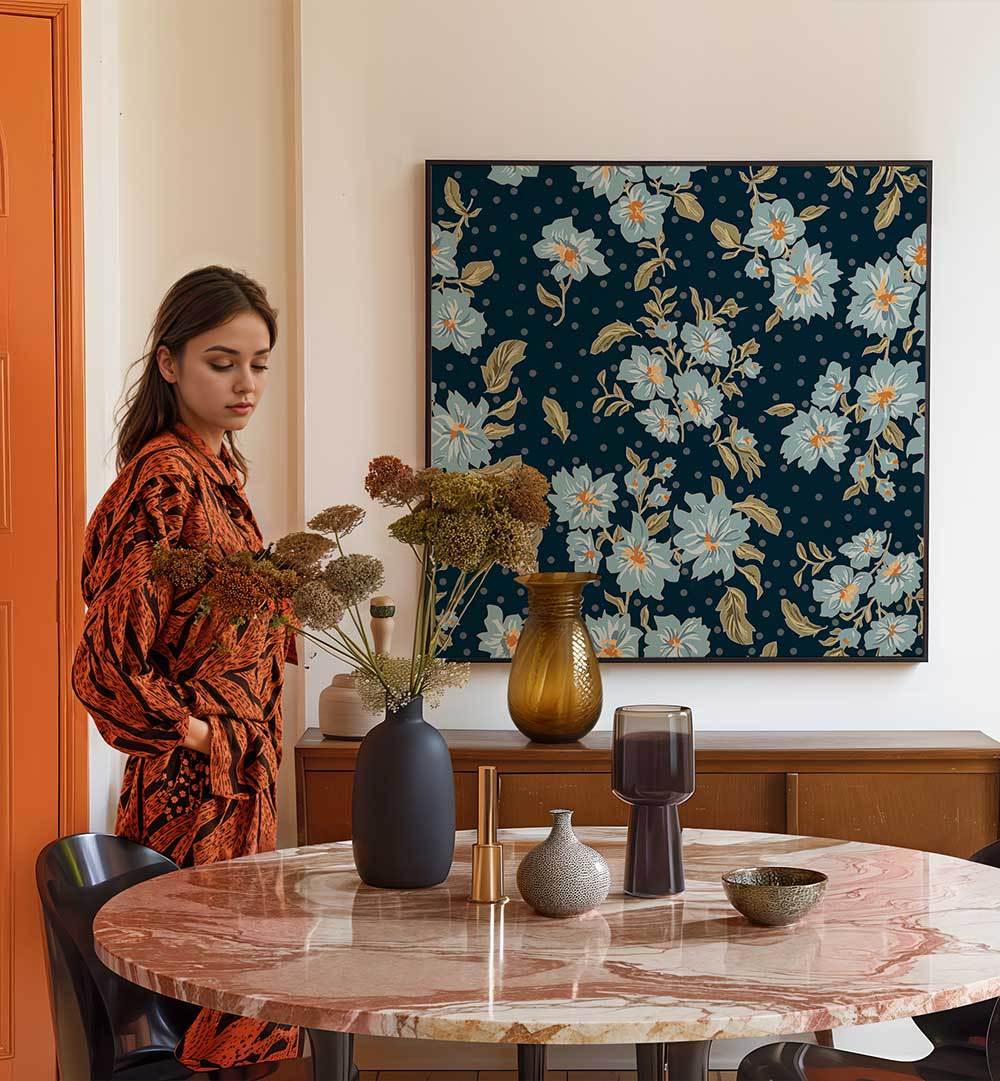 Elegant home decor featuring FLORAL HERITAGE V, PATTERN ART PRINTS, enhancing sophistication and vibrancy in any space.