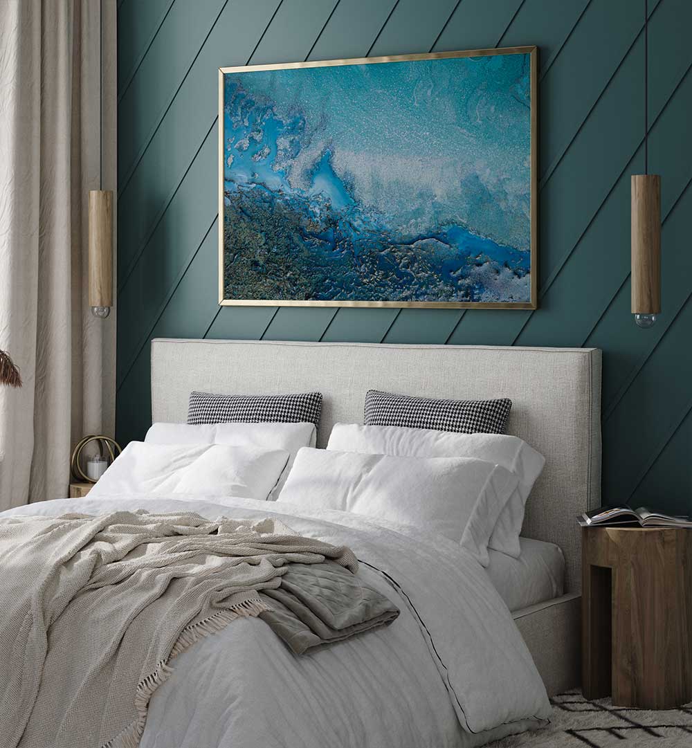 Transform your space with SOFT CYAN WATERS, ABSTRACT PAINTINGS, showcasing tranquility and creativity in high-quality acrylics.