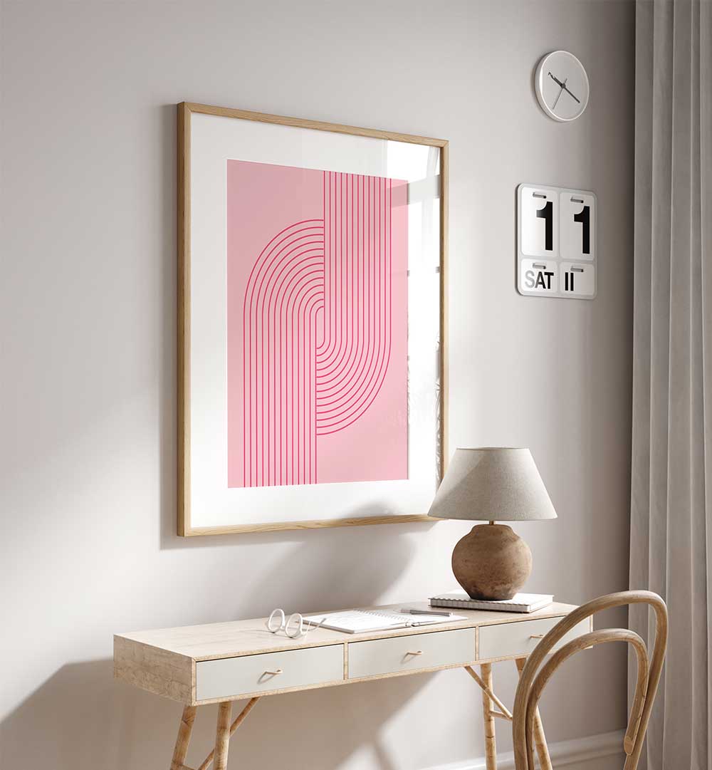 BAUHAUS BOHO PINK V , BOHO ART PAINTINGS