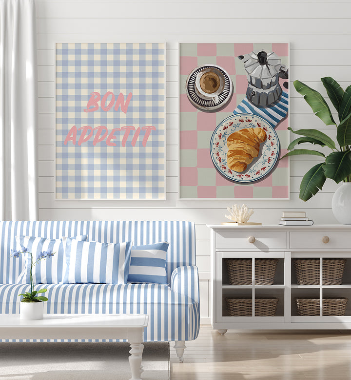 CROISSANT & COFFEE , SET OF 2 PAINTINGS