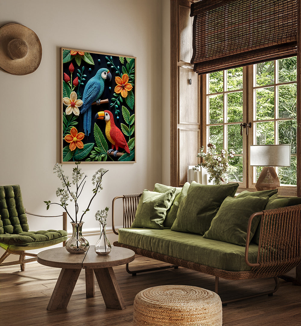 PARROT AND TOUCAN , WILDLIFE PAINTINGS