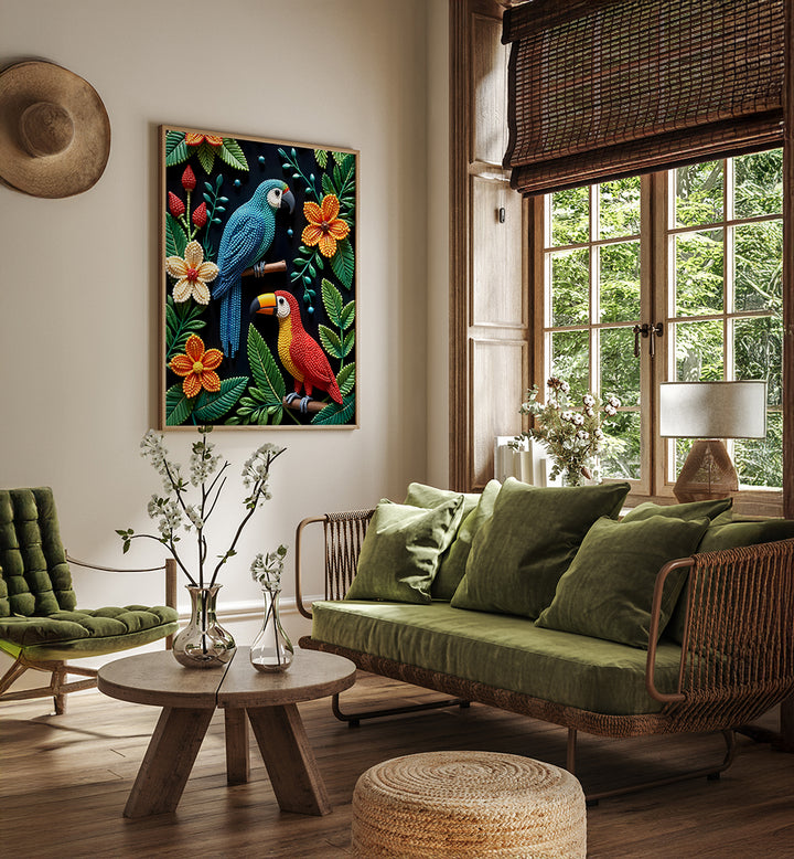 PARROT AND TOUCAN , WILDLIFE PAINTINGS